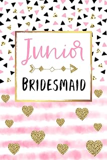 Junior Bridesmaid: Pink Stripes, Faux Glitter and Black Triangles Blank Lined Journal, Small Keepsake Diary for Lists, Notes and Journaling For The Junior Bridesmaid from The Bride