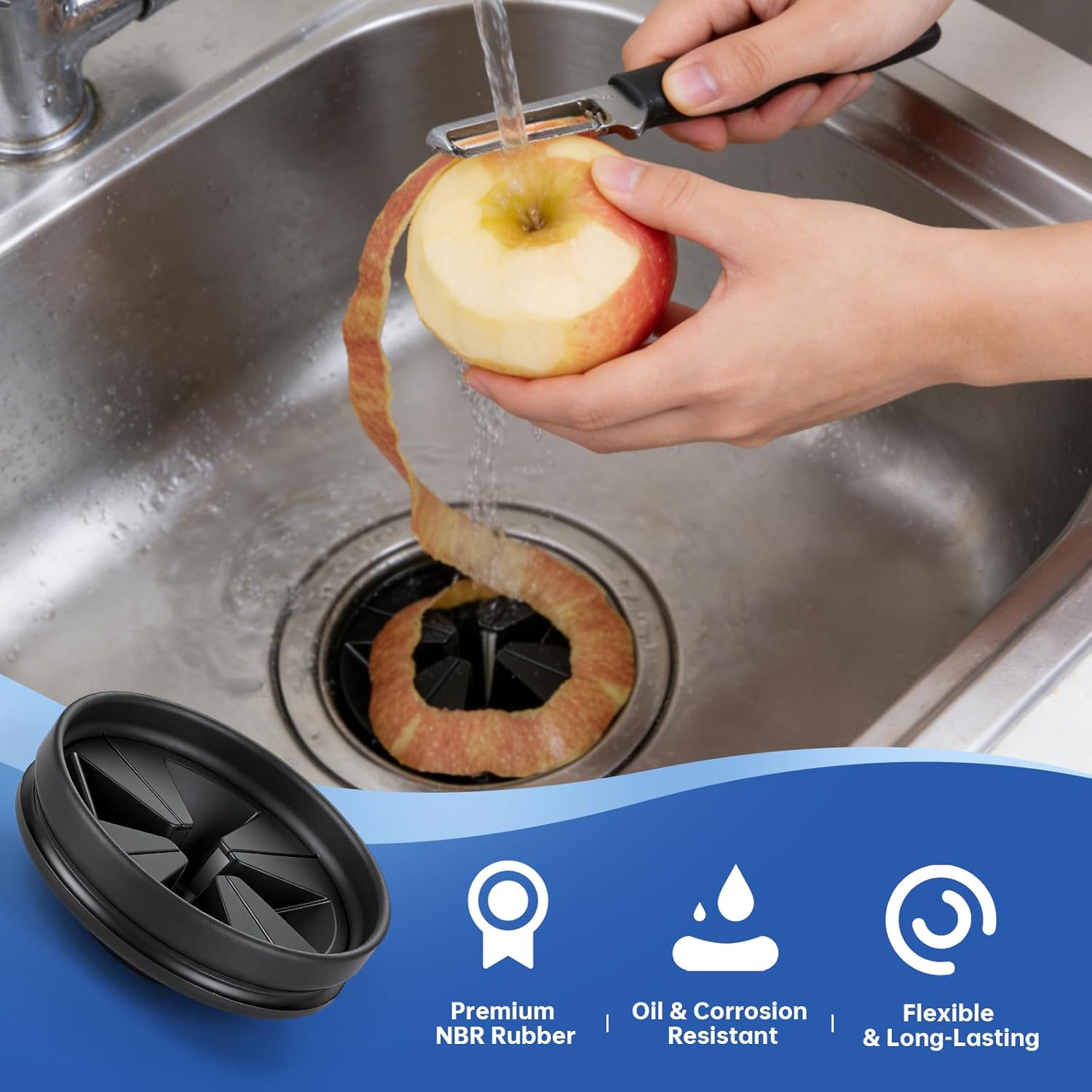 Garbage Disposal Air Switch Kit Sink Top Waste Disposal Long Stainless Steel Brushed Nickel On/Off Air Button Food and Waste Disposals Part by Etoolcity, UL Listed