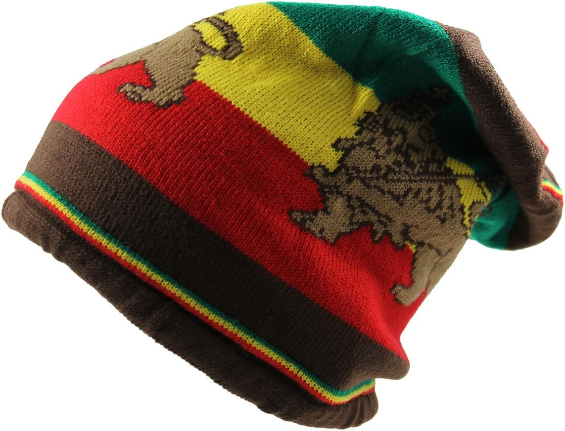 RW Rasta Lion Dread Knit Hats (Brown/Rasta)