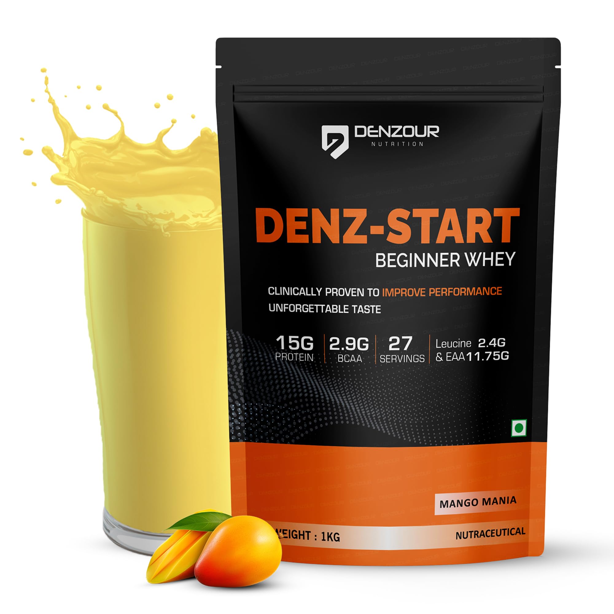 DENZOUR NUTRITION Denz-Start Beginners Whey Protein Powder, Faster Muscle Recovery & Increases Body Strength Protein Powder for Men & Women- Mango Mania Flavour, 1Kg/2.2lb (27 Servings) (B0CD2L25HR) Amazon Price History, Amazon Price Tracker