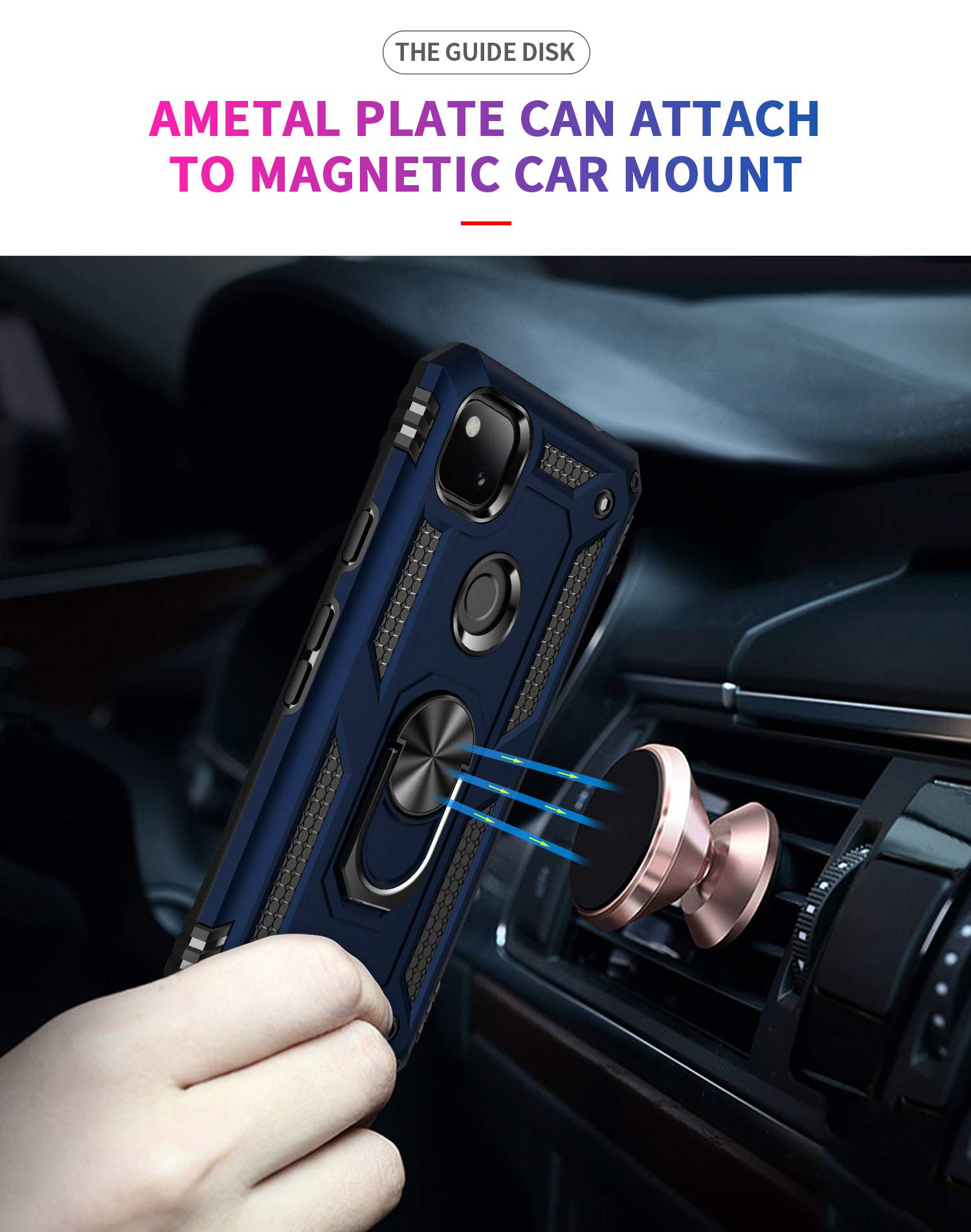 ADDIT 4a 4G Case, Phone Case for Google Pixel 4a 4G Case,with Kickstand Ring,Adjustable Stand,Military Grade,Heavy Duty Protection,Shockproof,Anti-Fingerprint,Support Magnet Car Mount,Blue