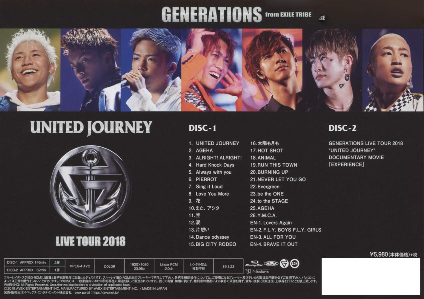 Amazon Co Jp Generations Live Tour 18 United Journey Blu Ray Disc2枚組 Dvd ブルーレイ Generations From Exile Tribe