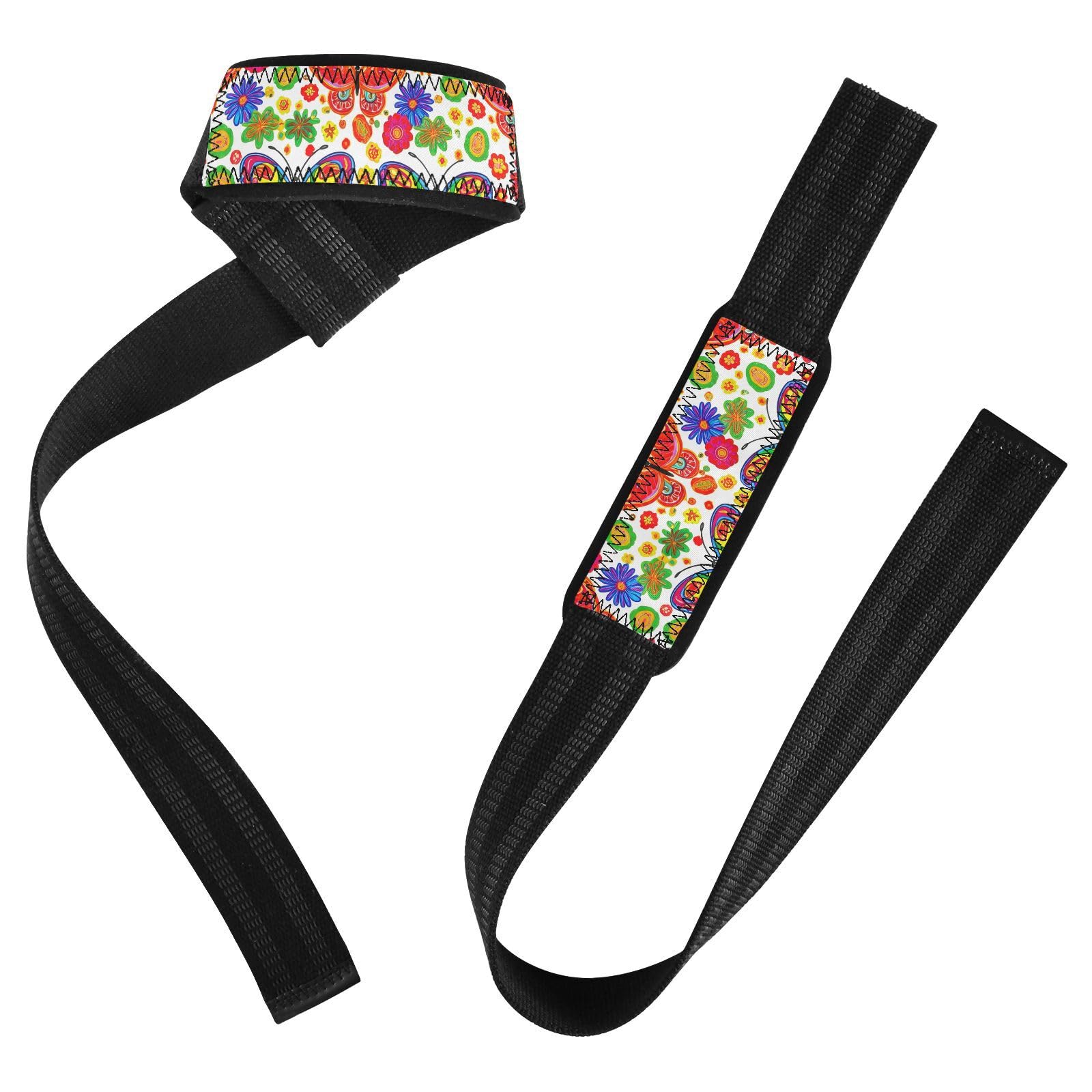 STAYTOP Beautiful Mandala Style Butterfly Wrist Straps for Weightlifting,Lifting Straps with Neoprene Cushioned Wrist Padded and Anti-Skid Silicone for Strength Training,Bodybuilding,Deadlifting
