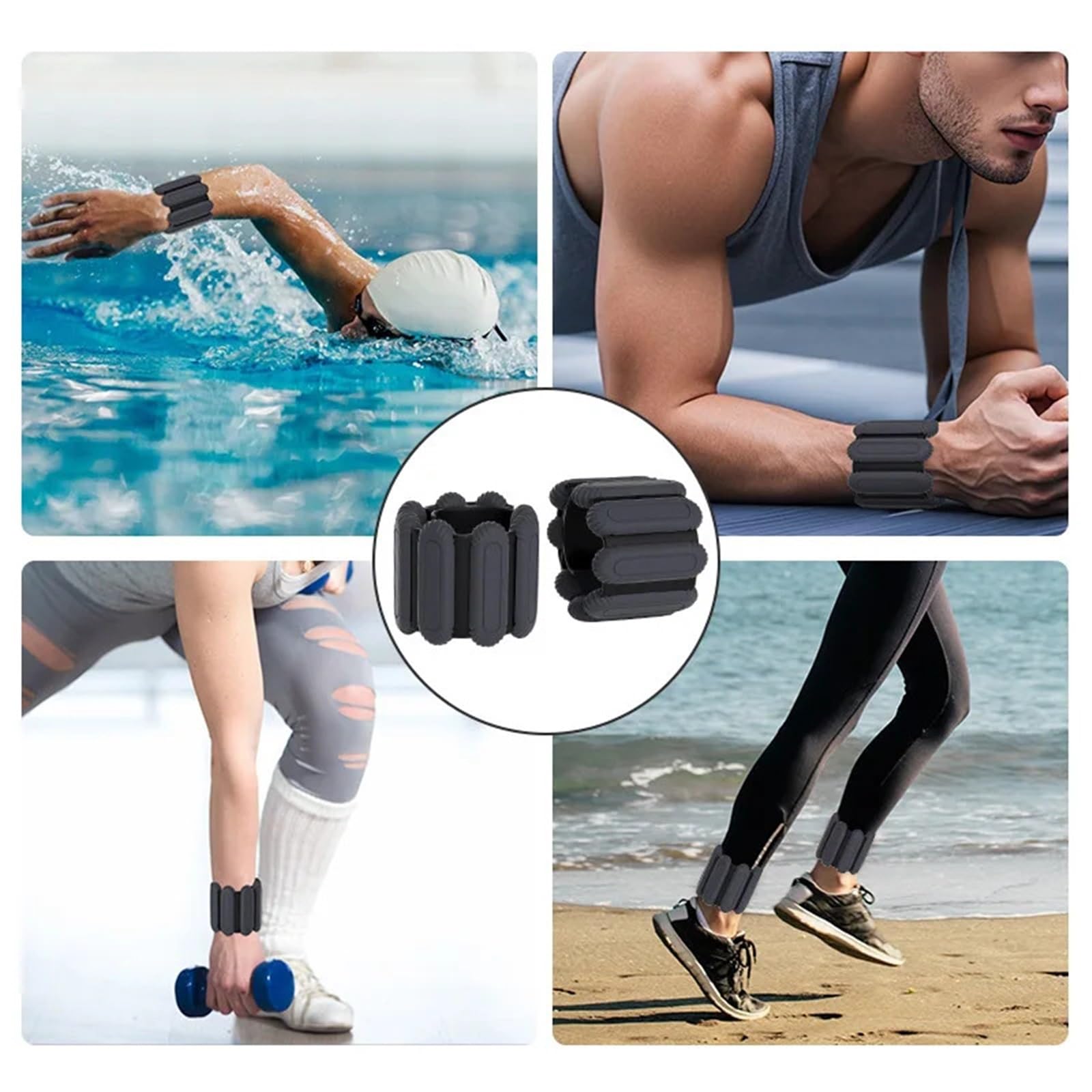 Gewichtsmanschetten 1 Paar/990 g gewichtete Fitness-Hand- und Knöchelgewichte aus Silikon for Schwimmen, Outdoor-Sport, Pilates – verstellbare, wiederverwendbare Trainingsausrüstung