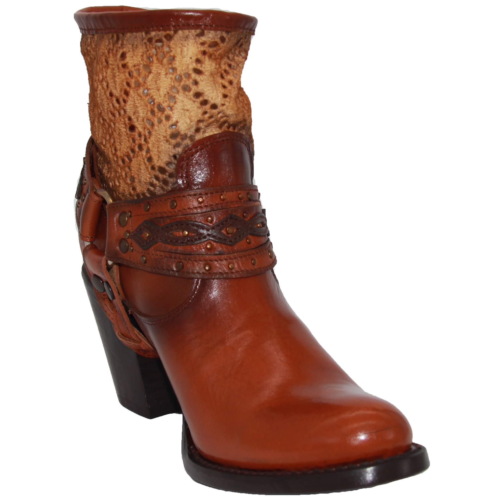 Womens Leather Cowgirl Cowboy Western Ankle Boot