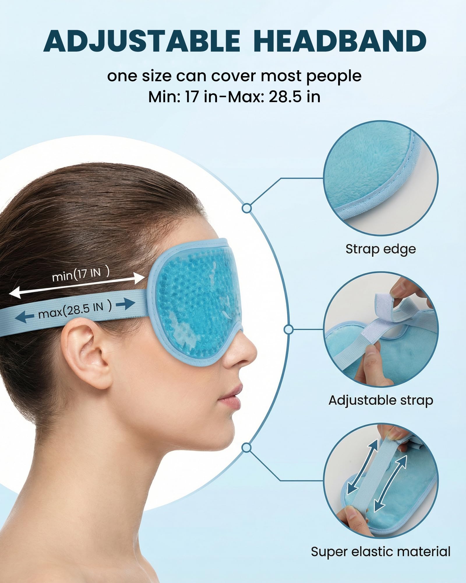 Maska na Oczy Chłodząca i Rozgrzewająca, Wielorazowa Żelowa Maska z Efektem Lodu, Regulowana, na Oczy i Twarz, Idealna na Cienie pod Oczami, Suche i Opuchnięte oczu, Zmęczenie