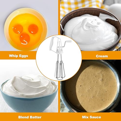 Miniatura 4 de Batidor de mano, batidores de huevos, manivela manual, batidor de acero inoxidable, batidor giratorio de mano, espumador de huevos, herramienta de
