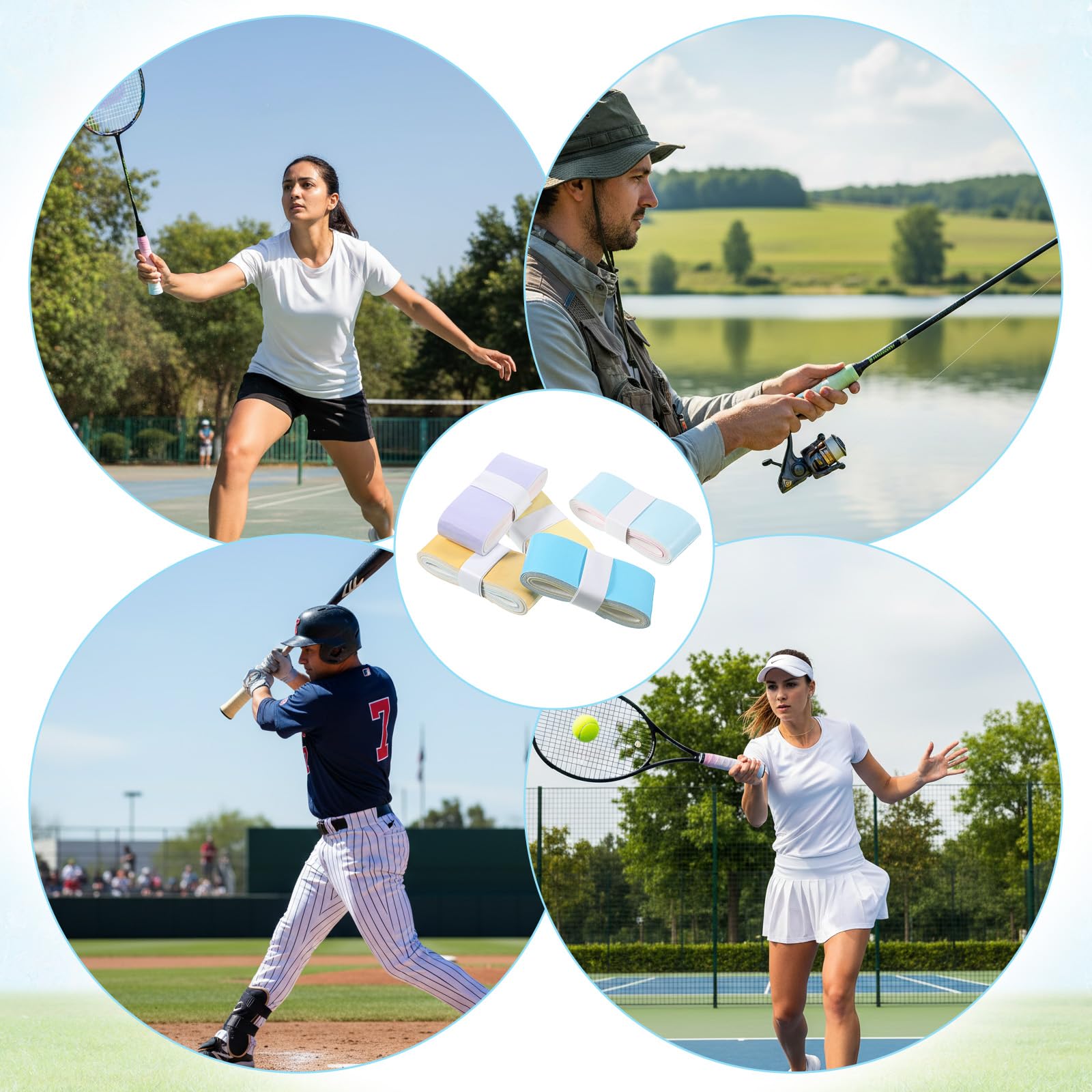 Paquete de 6 cintas de agarre para raqueta de tenis, antideslizante, absorbente, para tenis, pickleball, bádminton, golf, bate de béisbol, color degradado