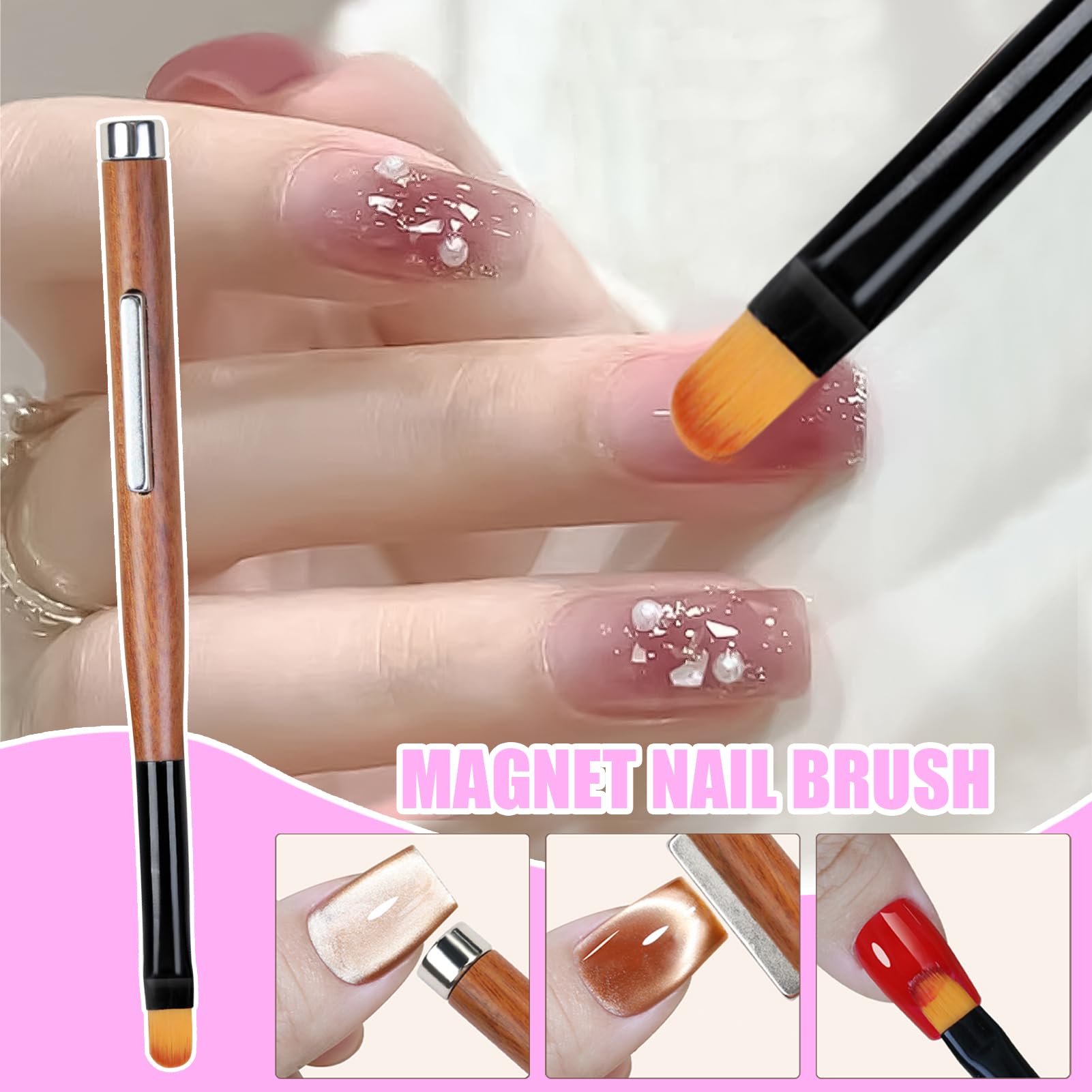 Acrylic Nail Brushes - Nail Dotting Tool,Double-Headed Pen Applicator Professional Polish Magnetic Supplies for Painting Tech Home Pedicure Salon