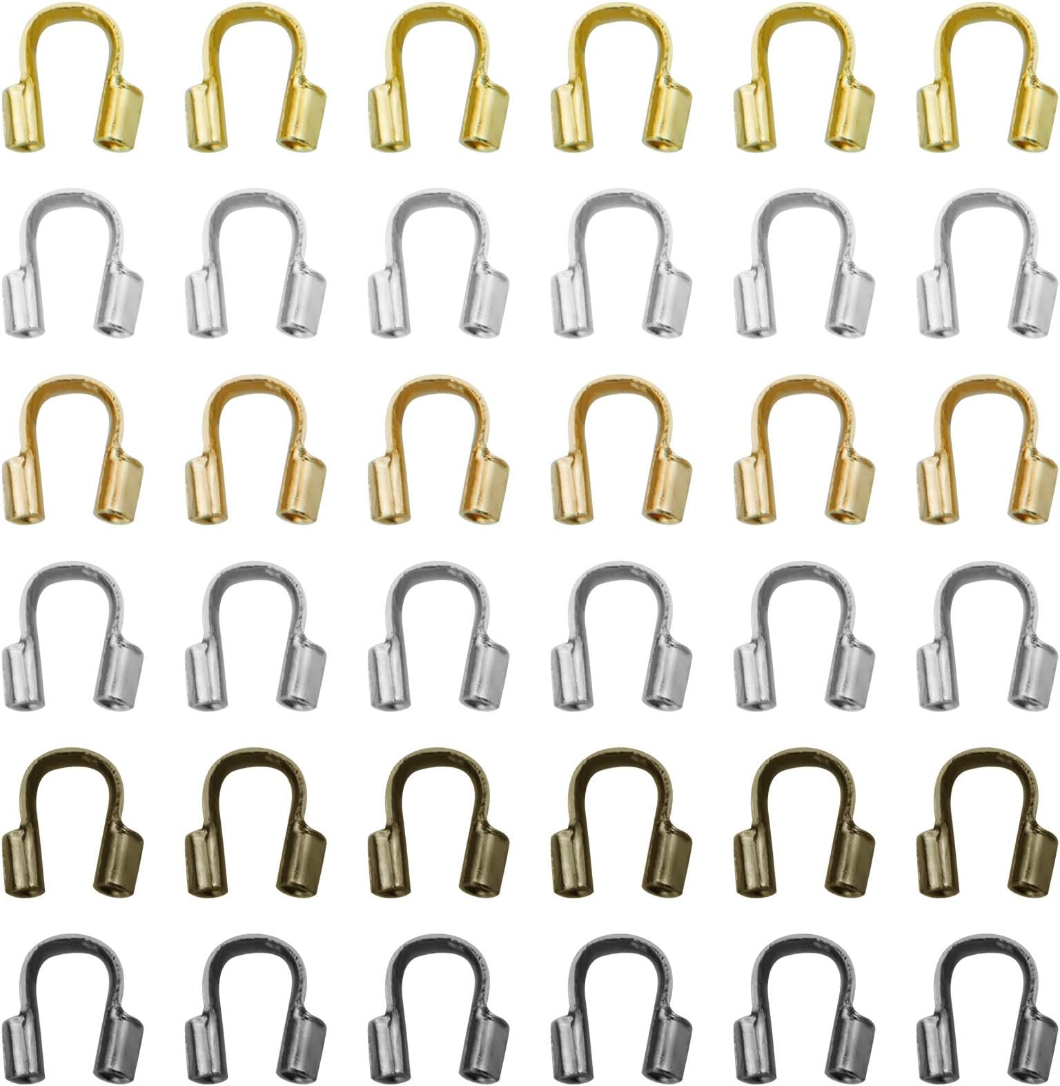 600 Pcs Brass Wire Protector, Fengek U Shape Wire Guardian Loops for Earring Necklace Bracelet Making, 6 Colors