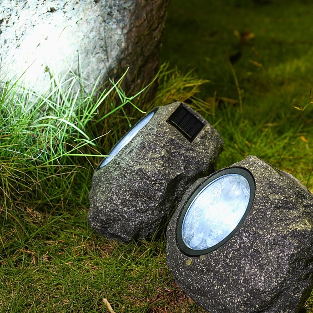 Lampe en pierre solaire étanche IP65 avec kit de montage LED (comme sur la photo)