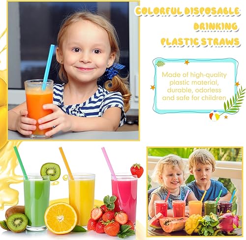 Miniatura 5 de Eaasty 3000 pajitas de plástico desechables coloridas a granel, 0.24 pulgadas de diámetro y 7.87 pulgadas de largo, pajitas de plástico desechables