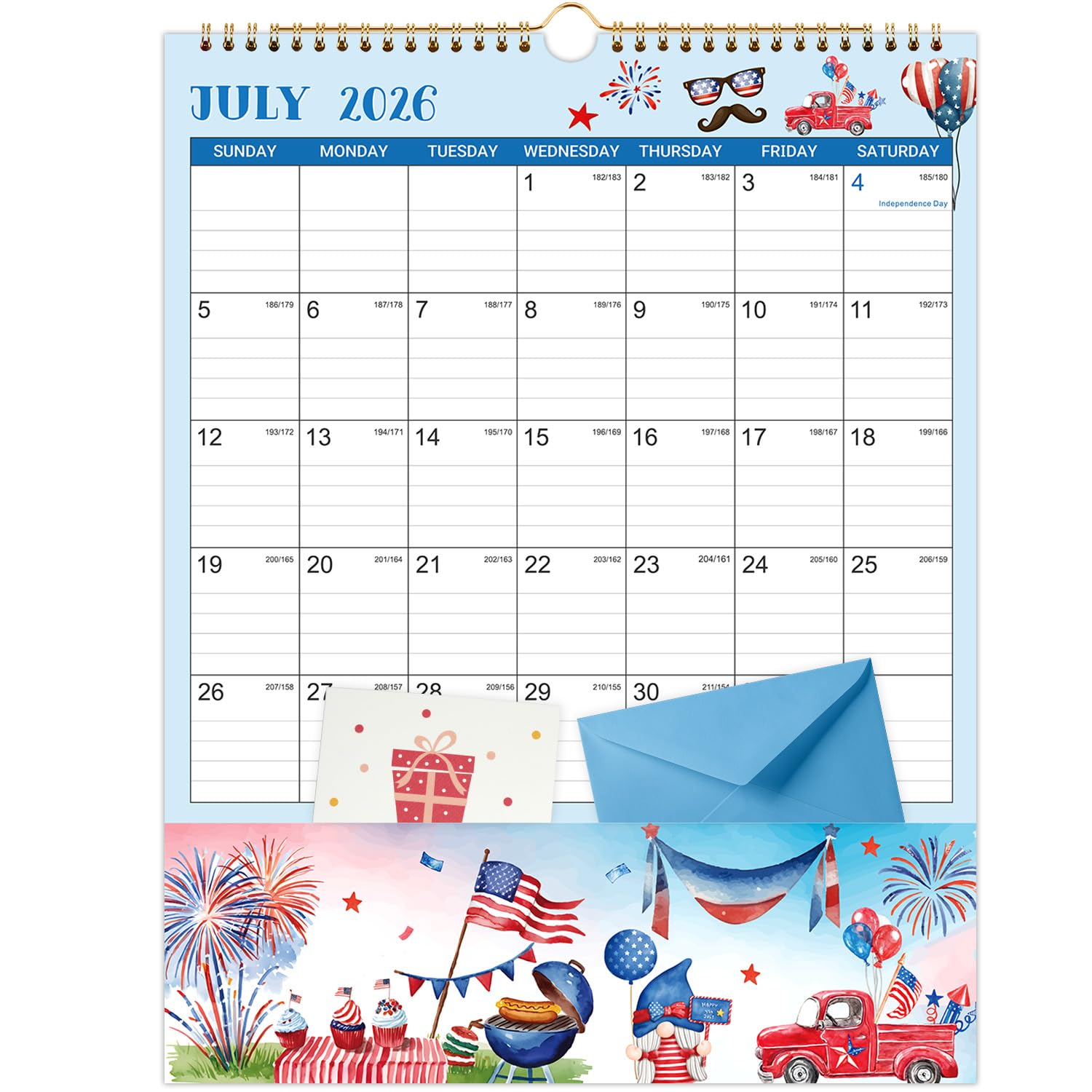 2026-2027 Wall Calendar - 11.4" x 14.5", 18 Months from Jul. 2026 - Dec. 2027, 2026-2027 Wall Calendar with Pockets for Home & Office, Vertical Calendar with Hanging Loop