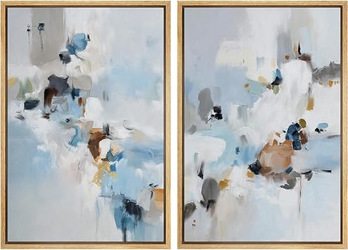 Blue and Brown Framed Canvas Wall Art