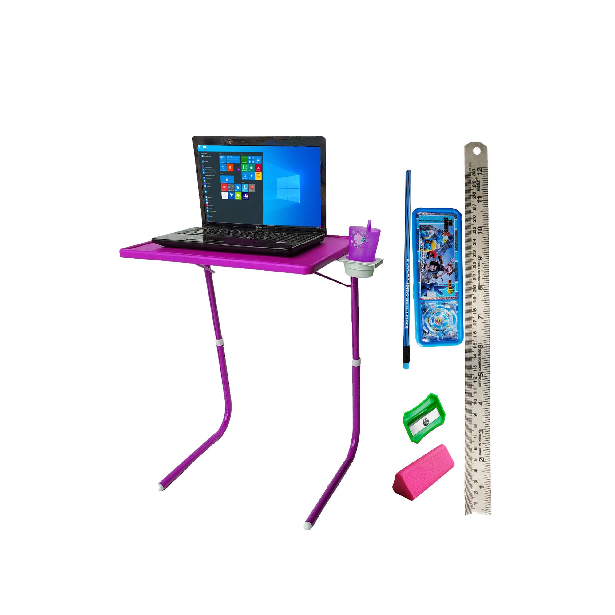 Table Mate_Laptop Table_Kids Table_Study Table_Adjustable Table Pink Color with Combox_Steel Scale_Pencil Set UL3