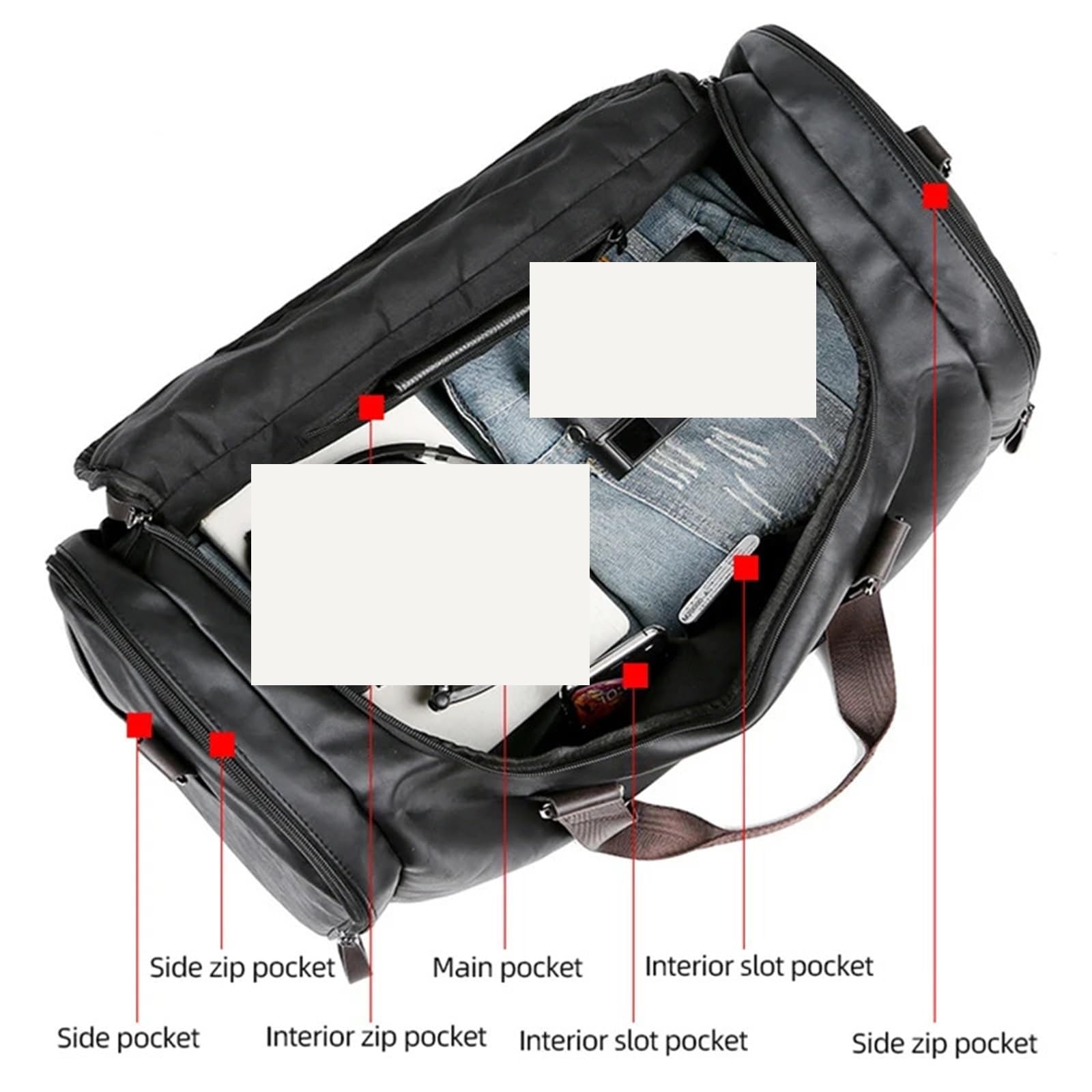 Große Leder-Sporttasche PU-Leder Reisetasche Gepäck Weekender Overnight Tote for Männer Frauen Gym Sport Crossbody Handgepäck wasserdichte Handtasche für Männer Trainingsbag