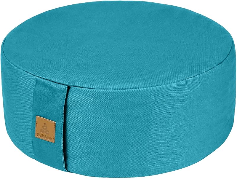 Cojín de meditación Zafu de trigo sarraceno, D = 13"/16" H = 5.5", almohada redonda de meditación Zabuton, almohada de yoga para arrodillarse, almohada de yoga premium para sentarse en el suelo, funda de algodón con cremallera
