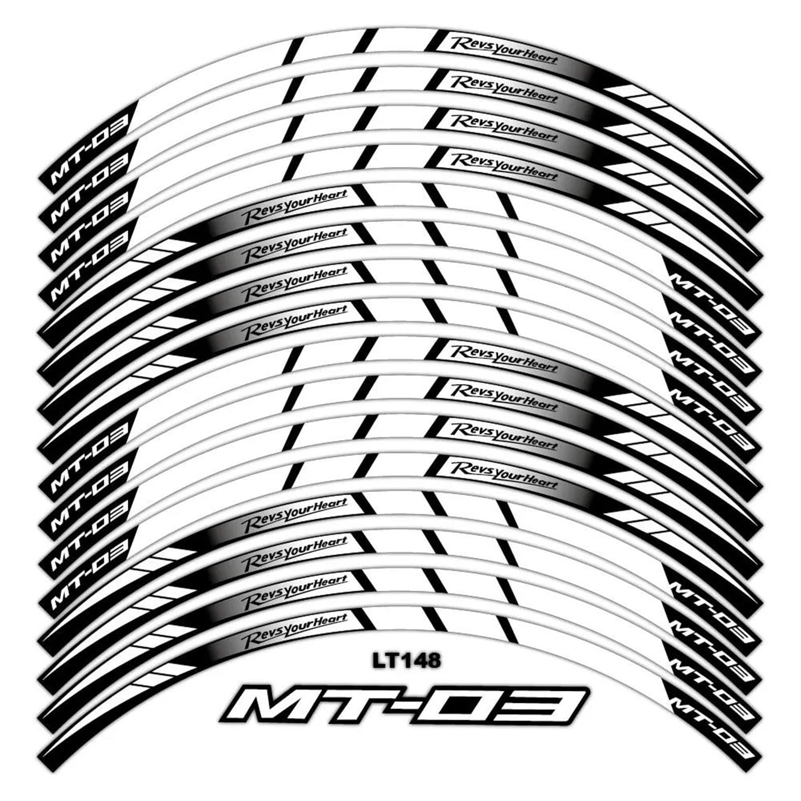Piwine Style 3 Stickers Motorcycle Wheel Stickers Night Reflective Decorative Rim For Yamaha Mt03 Mt-03 Mt03(Style 3)