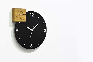 Modern Black Aluminum Wall Clock - Custom Fiber Laser Engraving - Love Art - Love Birds - I Love You - Valentine's Day - Marriage Gift