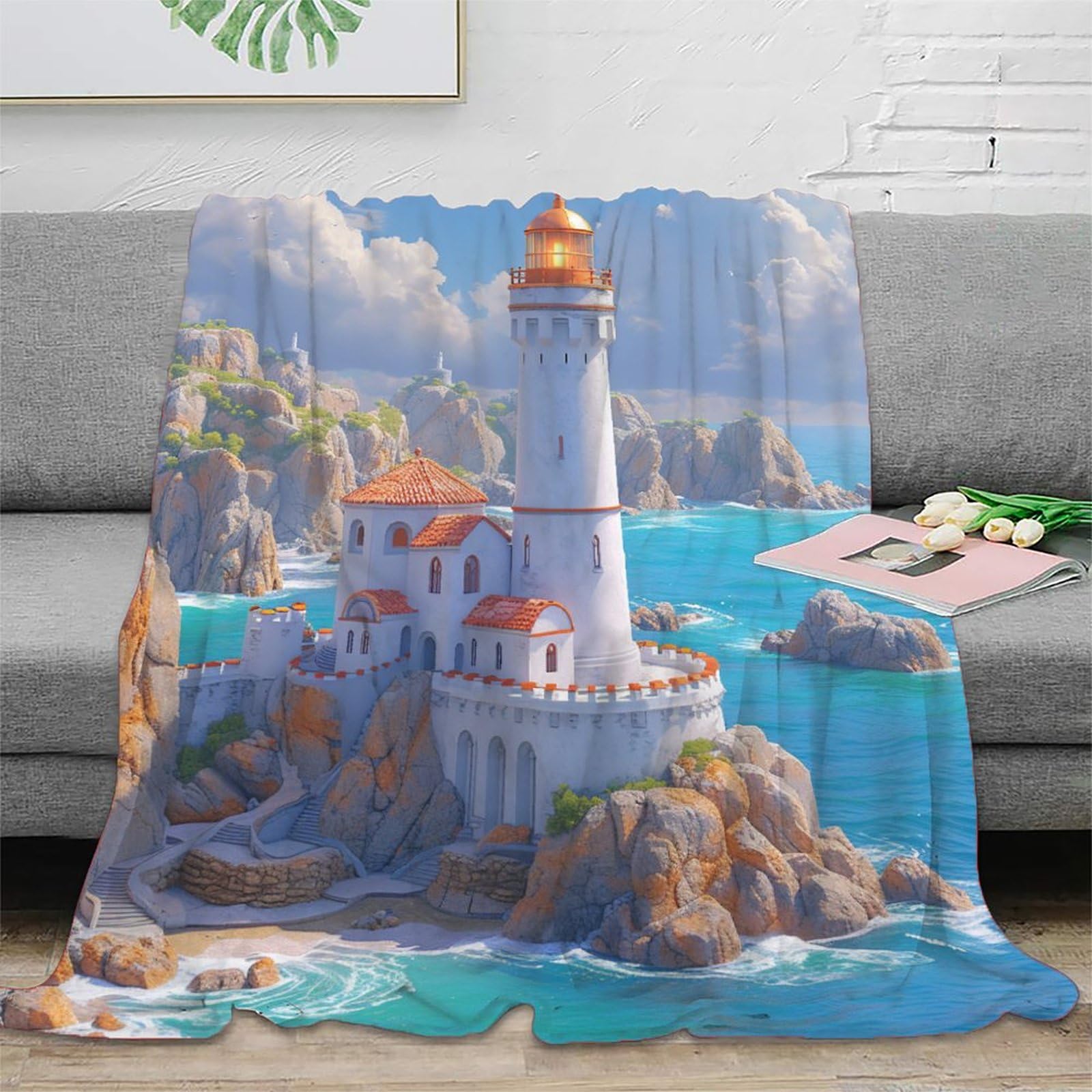 Fsyqqasd Boys Style-18 Lighthouse 3D Printed Blanket Flannel Coastal Theme Blanket Bedding Soft Cozy Fluffy Plush Gifts For Bed And Couch For Girls 60X80inch(150X200cm)