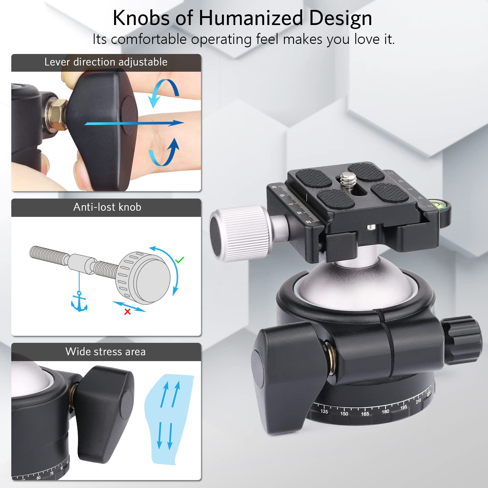 Testa A Sfera Per Treppiede ARTCISE - Carico 15kg, Piastra Sgancio Rapido - Foto 10