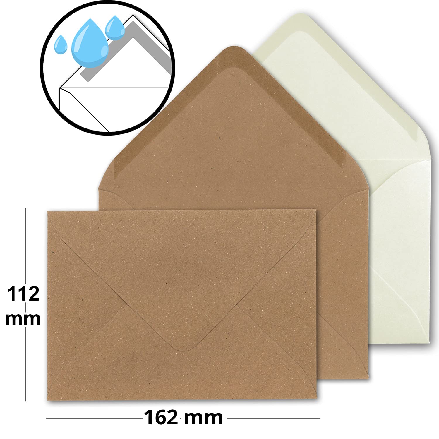 GUSTAV NEUSER Kartenpaket DIN A6 + C6 - 50 Briefkarten In Naturweiß & Kraftpapier