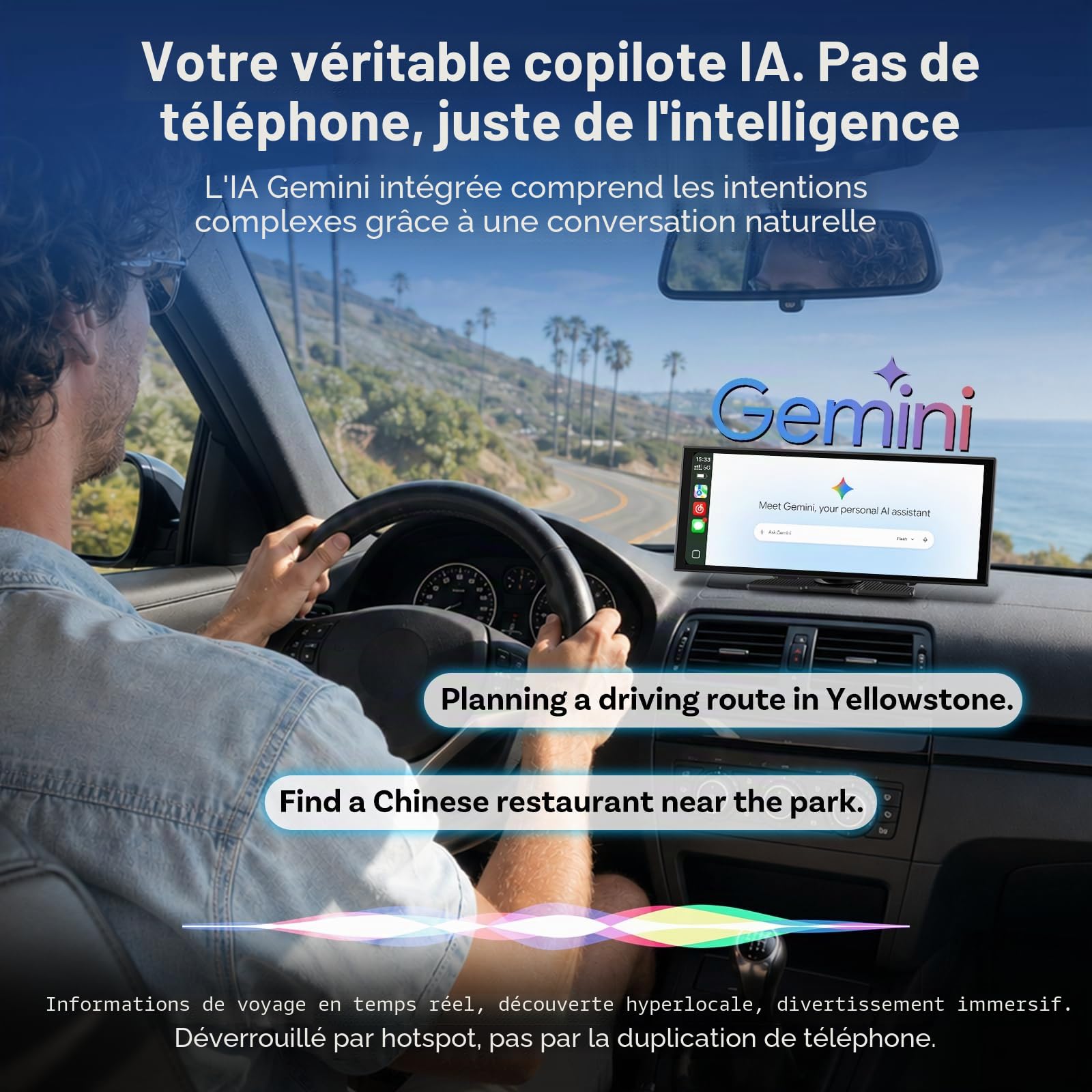 OTTOCAST Ottoscreen AI, Écran CarPlay Voiture sans Fil 11,4 Pouces Autoradio Android Auto Stéréo Car Play avec Caméra Arrière 1080P, 1920 x 720 Pixels, Android 15 OS