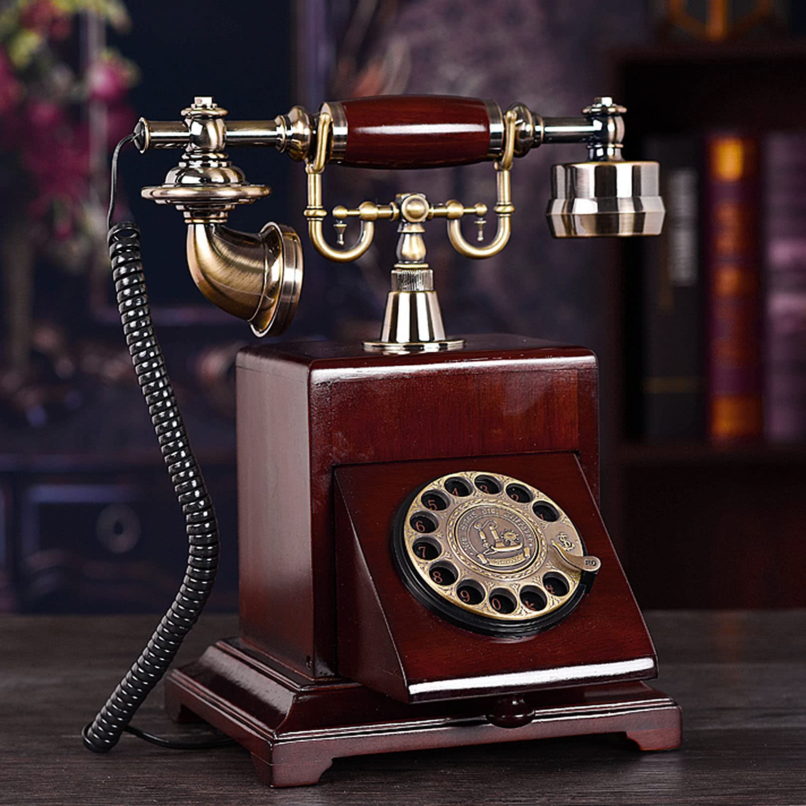 Klasyczny telefon stacjonarny, wielofunkcyjny telefon domowy, retro telefon vintage do wystroju domu, hotelu lub biura