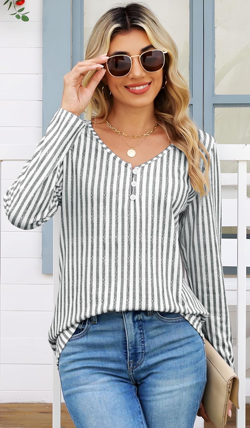 ETCYY NEW Long Sleeve Shirts for Women 2025 Casual Dressy Blouses Fashion Fall Tunic Tops - Image 3