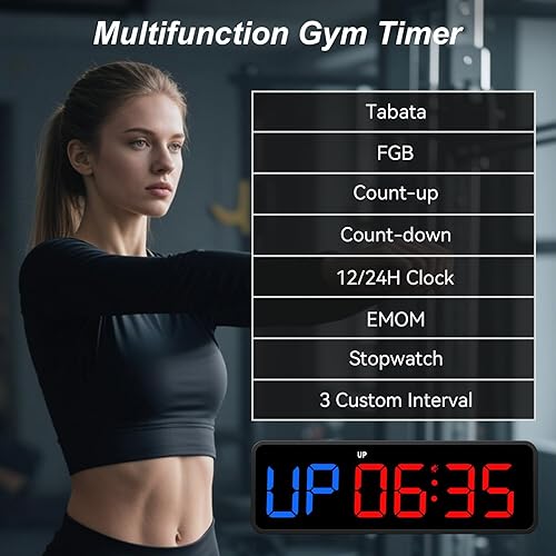 Miniatura 2 de Reloj temporizador portátil para gimnasio reloj digital de fitness con imán fuerte - Control remoto para entusiastas del fitness - Batería potente