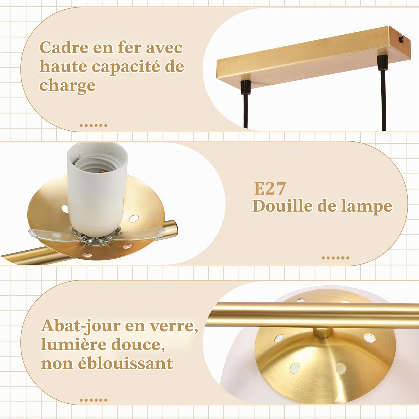 ZMH Lampe suspendue de table à manger Lampe à suspension Moderne - E27