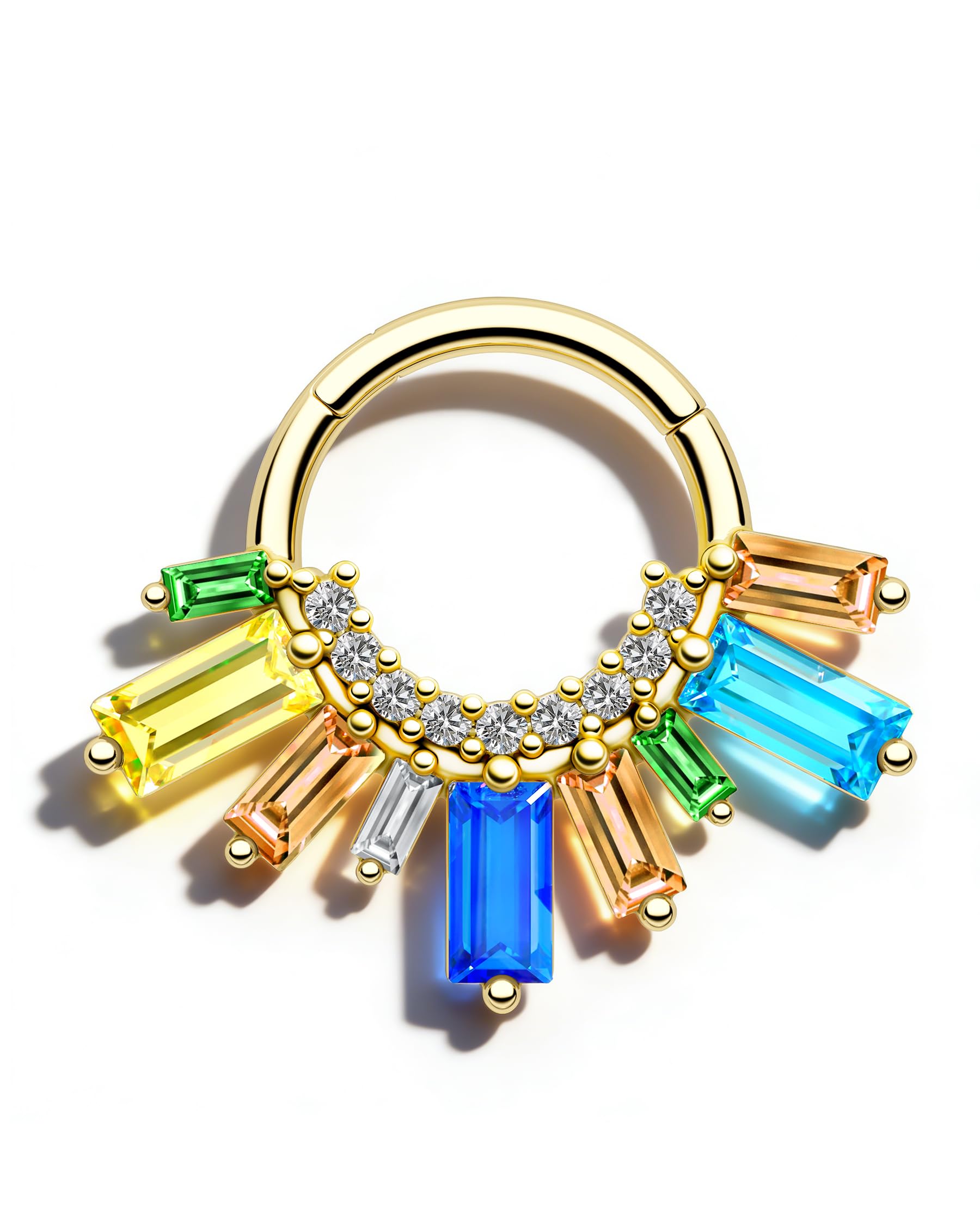 Colorful CZ Gold Septum Ring 16G Septum Jewelry Unique Daith Earrings For Women Sparkly Daith Piercing Jewelry Gold Stainless Steel-image-22