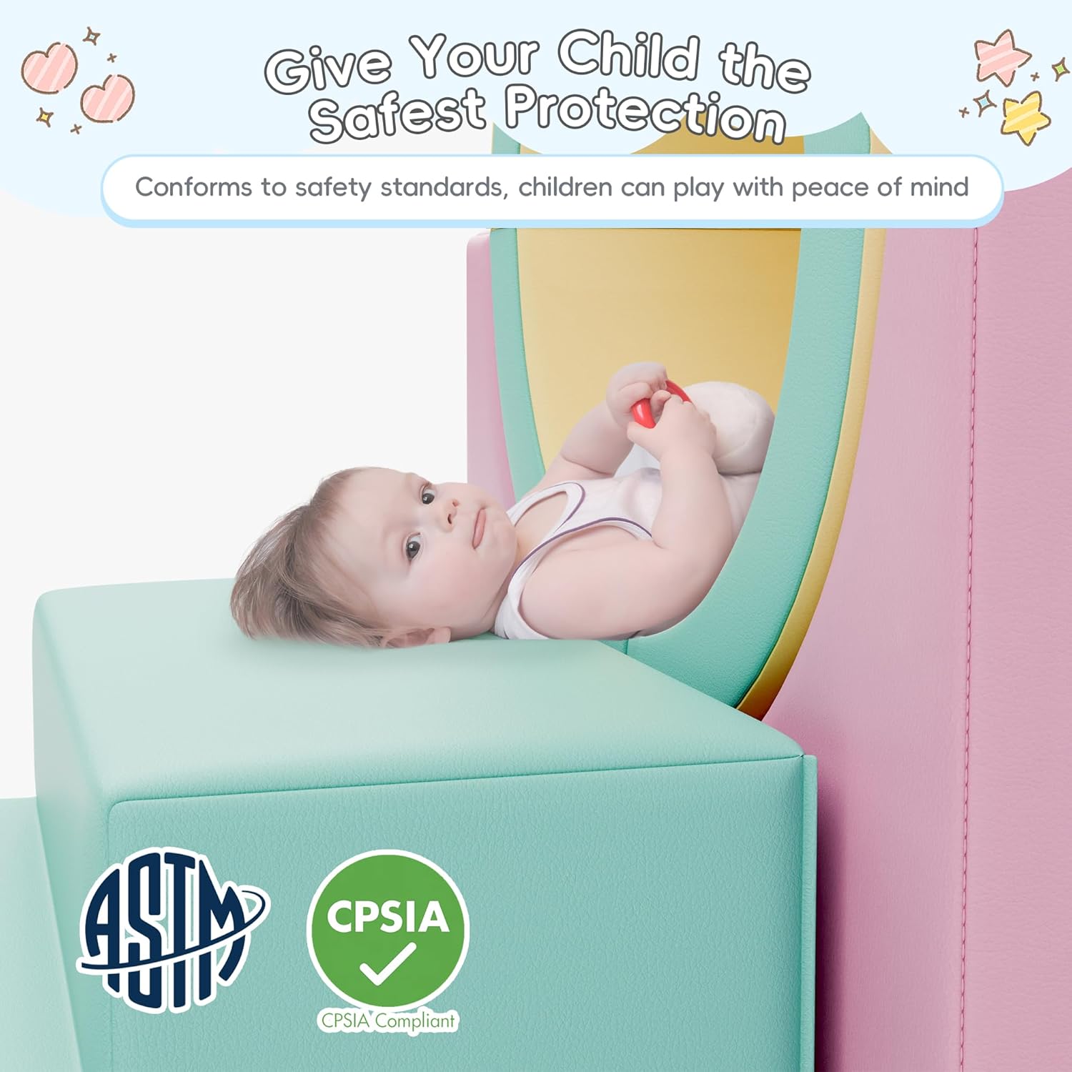 TOLEAD Tunnel/Ramps Foam Climber, Climb & Crawl Foam Activity Play Set for Toddlers and Kids, Safe Indoor Crawling Gym Equipment for,Infant,Baby Waterproof Easy to Clean (Pink)