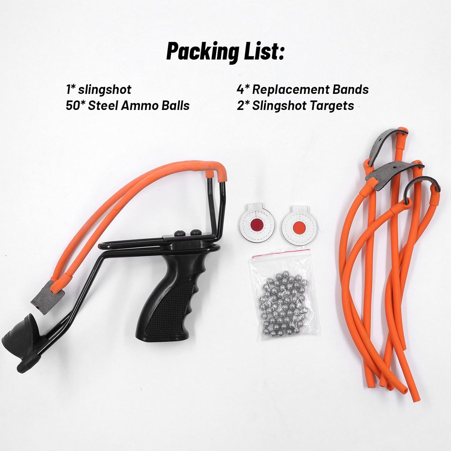 Hunting Slingshot with Adjustable Frame Powerful Wrist Slingshots with 4pcs Rubber Bands 50pcs Steel Ammo and 2pcs Targets for Outdoor Hunting
