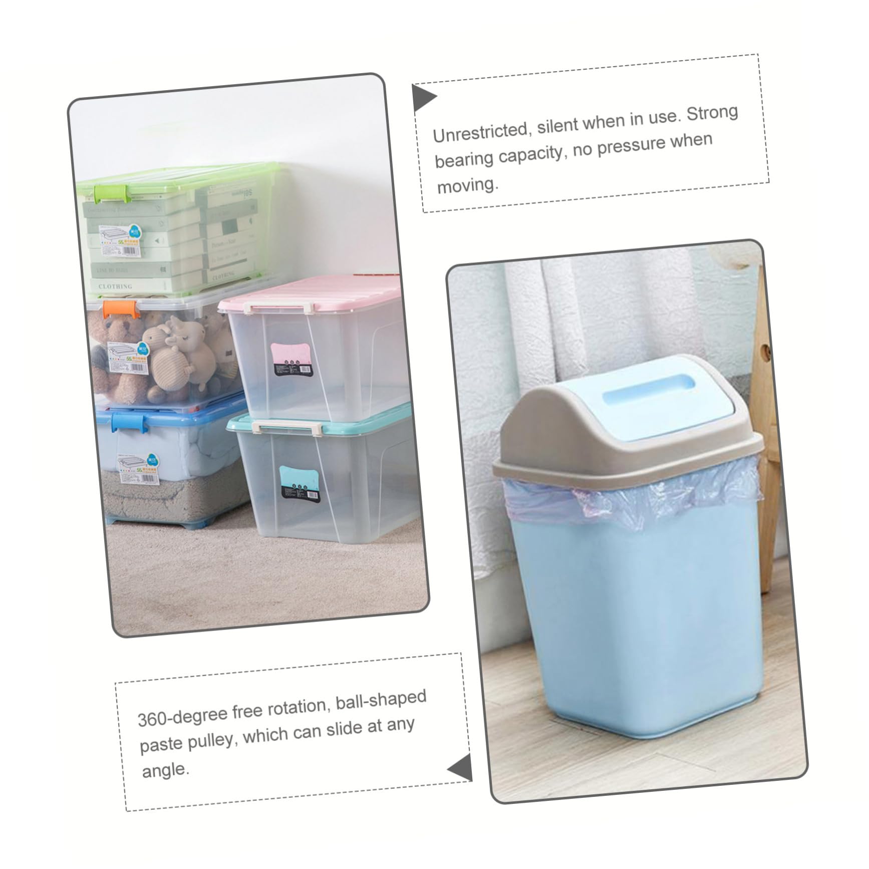 Rotelle Adesive per Mobili 24 Pezzi Plastica Bianco | Scatole e Imballaggi, Sfera Orientabile Silenziosa, Uso in Camera da Letto per Trasloco