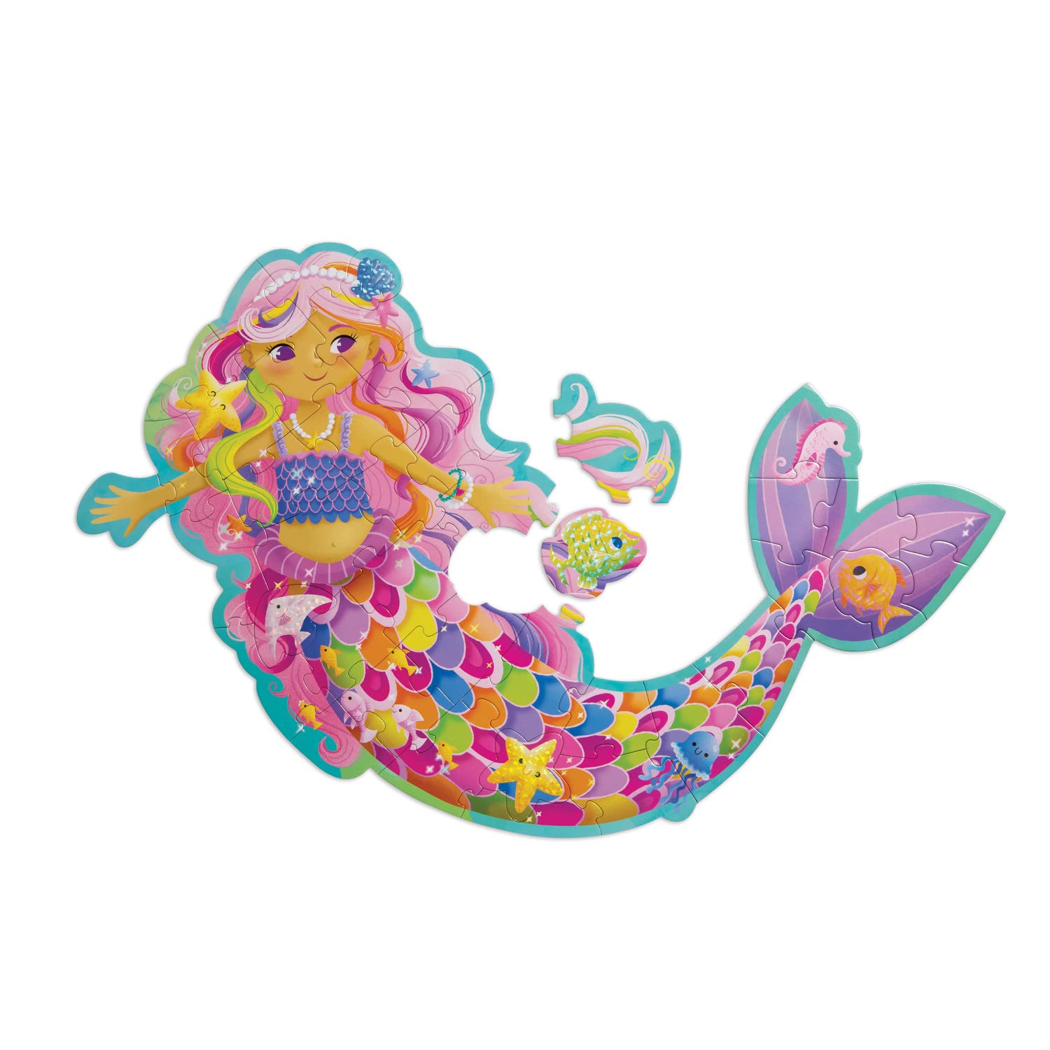 Peaceable Kingdom Shimmery Magical Mermaid Floor Puzzle - Image 2