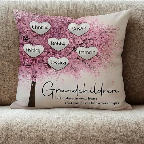 Miniatura 4 de Grandchildren Fill A Place in Your Heart Almohada personalizada para abuela  Almohada personalizada de corazón de flor de cerezo, regalo para abuela