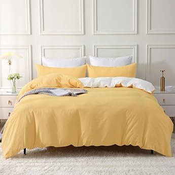 SOULFUL Bed Linen 135 x 200 cm Cotton 2-Piece Bed Linen Set Yellow with Zip Similar Texture to Stone Washed Linen Includes 1 Duvet Cover 135 x 200 cm 1 Pillowcase 80 x 80 cm