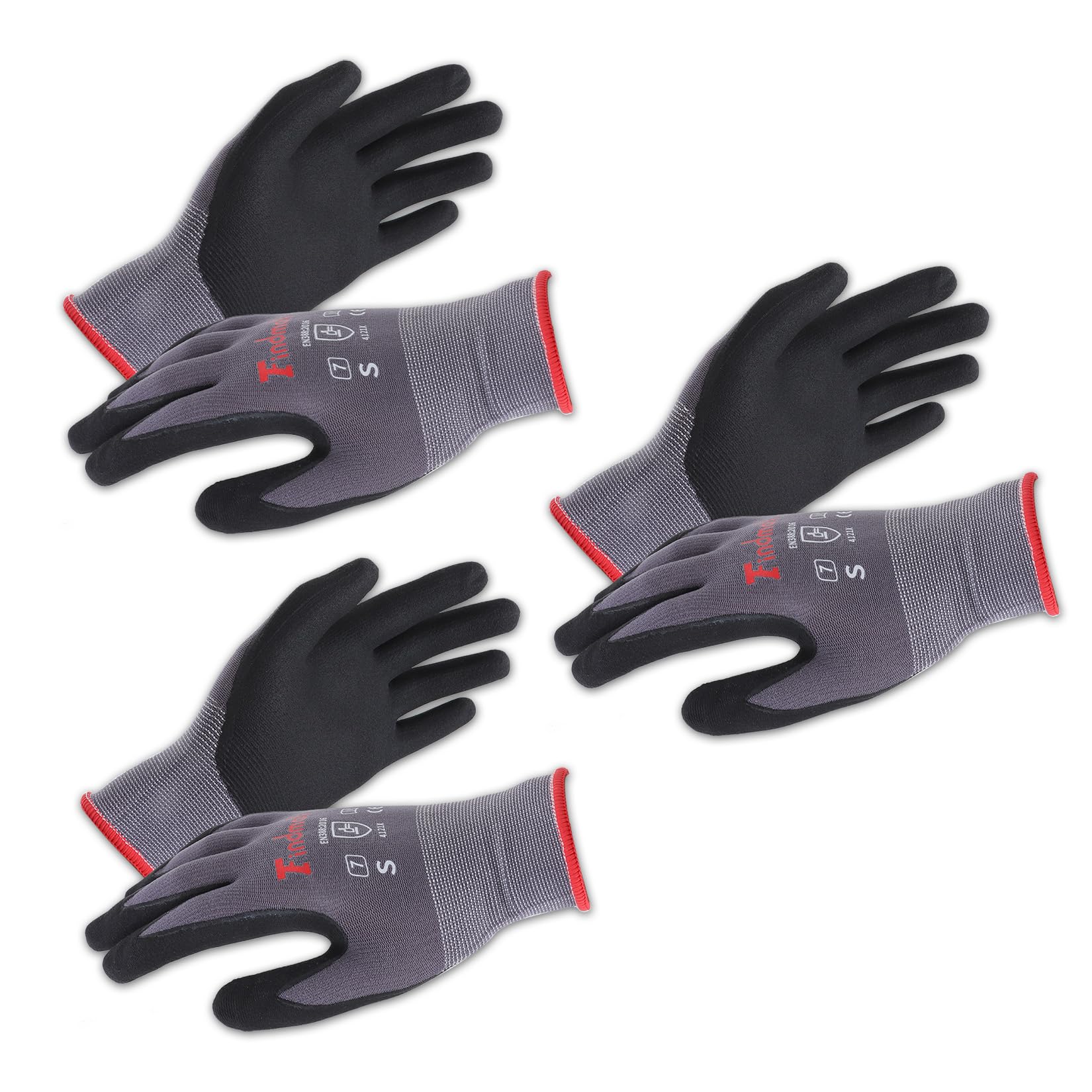 SOHNVWTGD 3 Pairs Small Work Gloves Seamless Knit Glove Gardening Gloves Women Men Fit for Warehousing and Logistics, Construction Sites, Horticultural Planting