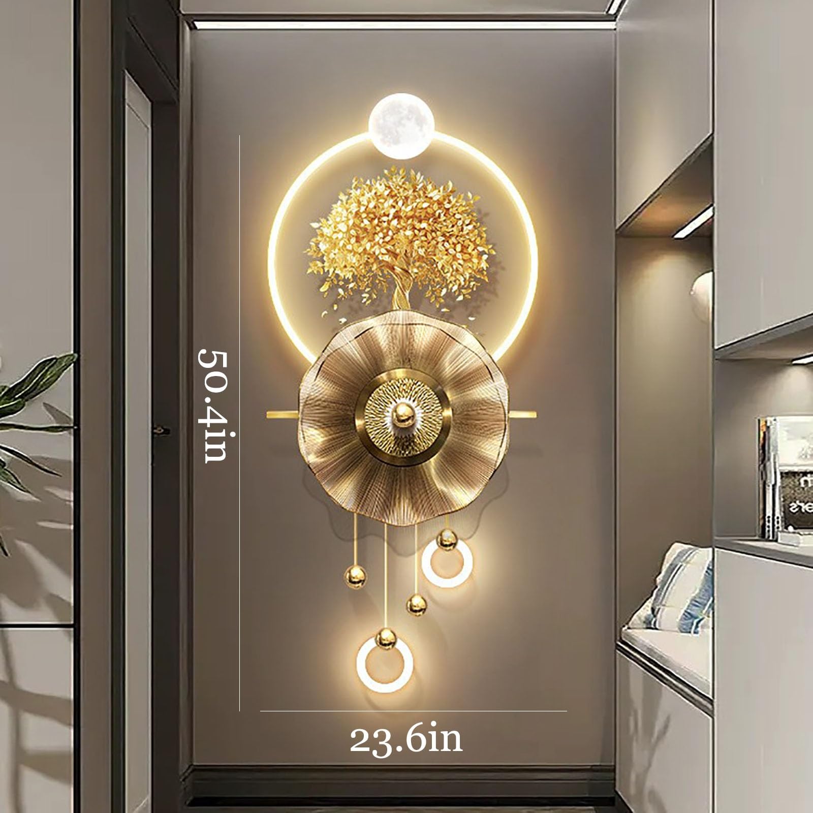 3D Große Wandkunst Dekor mit LED-Beleuchtung für Wohnzimmer und Korridor, kreatives Landschaftsdesign
