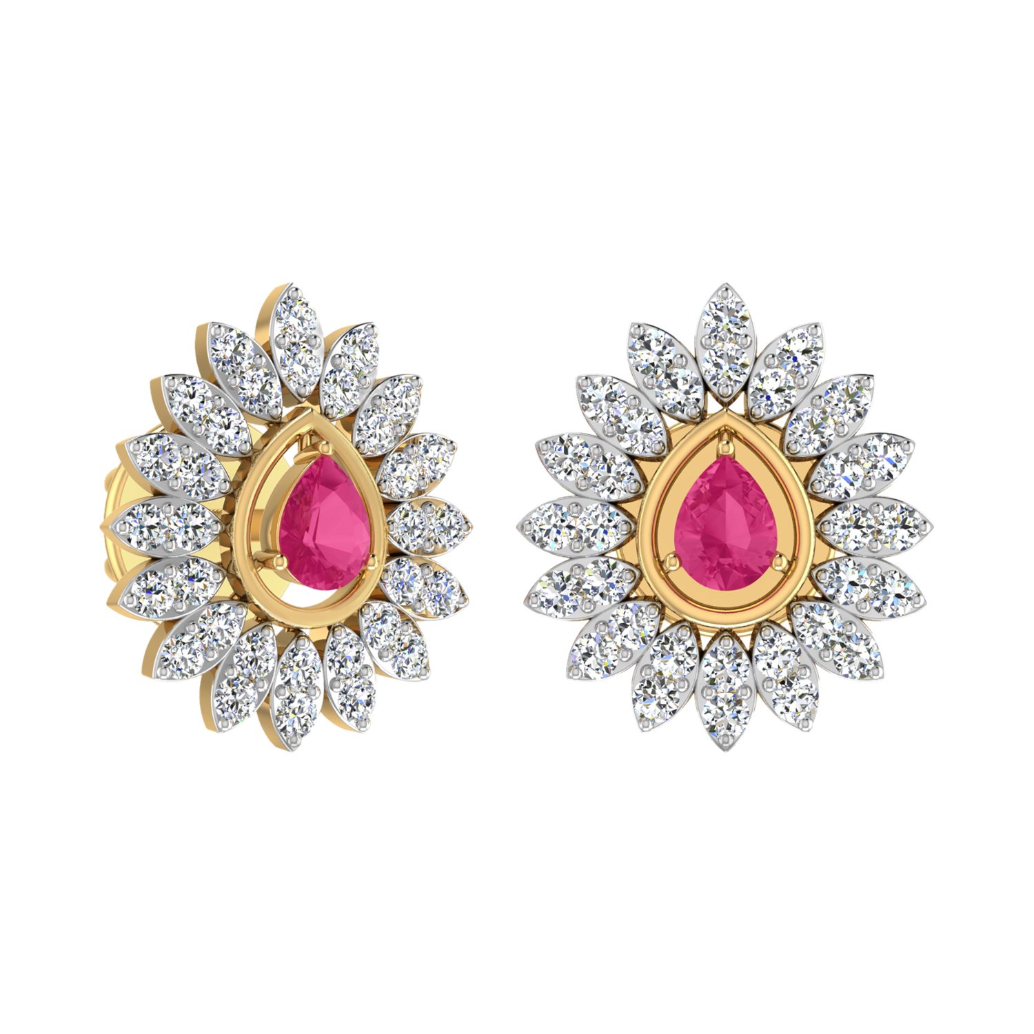 Aucent by PC Jeweller The Agnella 18KT Yellow Gold and Diamond Earrings-image-9