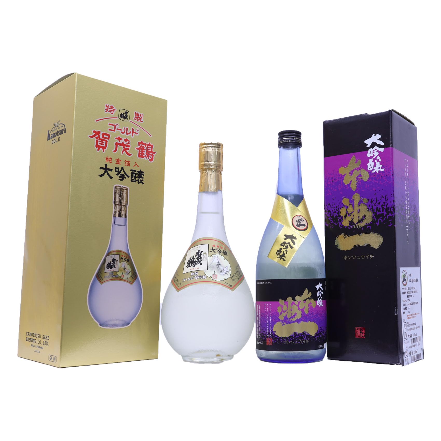 Amazon.co.jp: 大吟醸2種飲み比べ 大吟醸特製ゴールド賀茂鶴 純金箔入