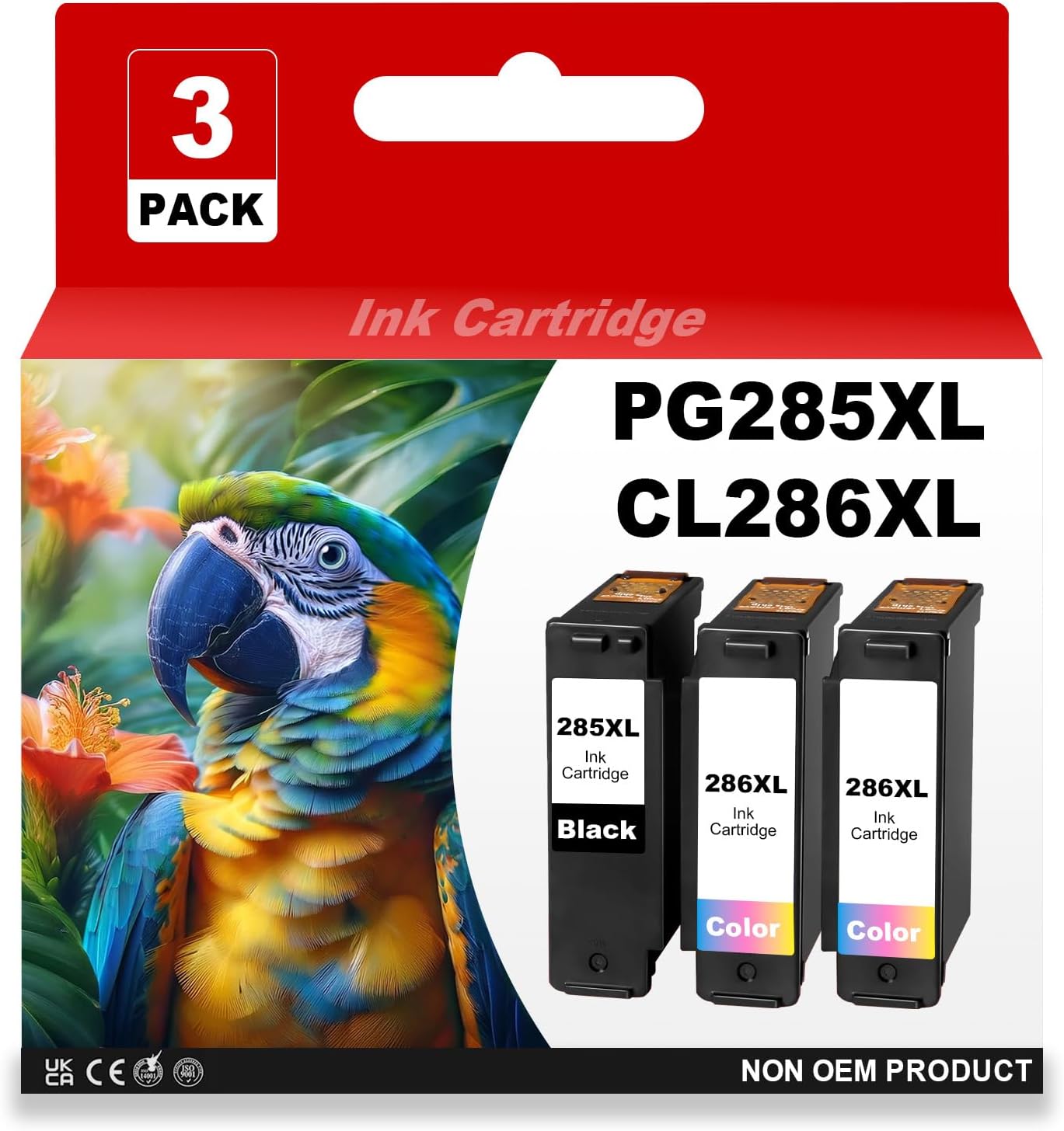 PG 285XL CL 286XL Ink Cartridges Replacement for Canon PG-285XL CL-286XL 285 286 Combo Pack Compatible for Canon TS7720 TR7820 TS7722 Printer (3 Pack, 1 Black 2 Tri-Color