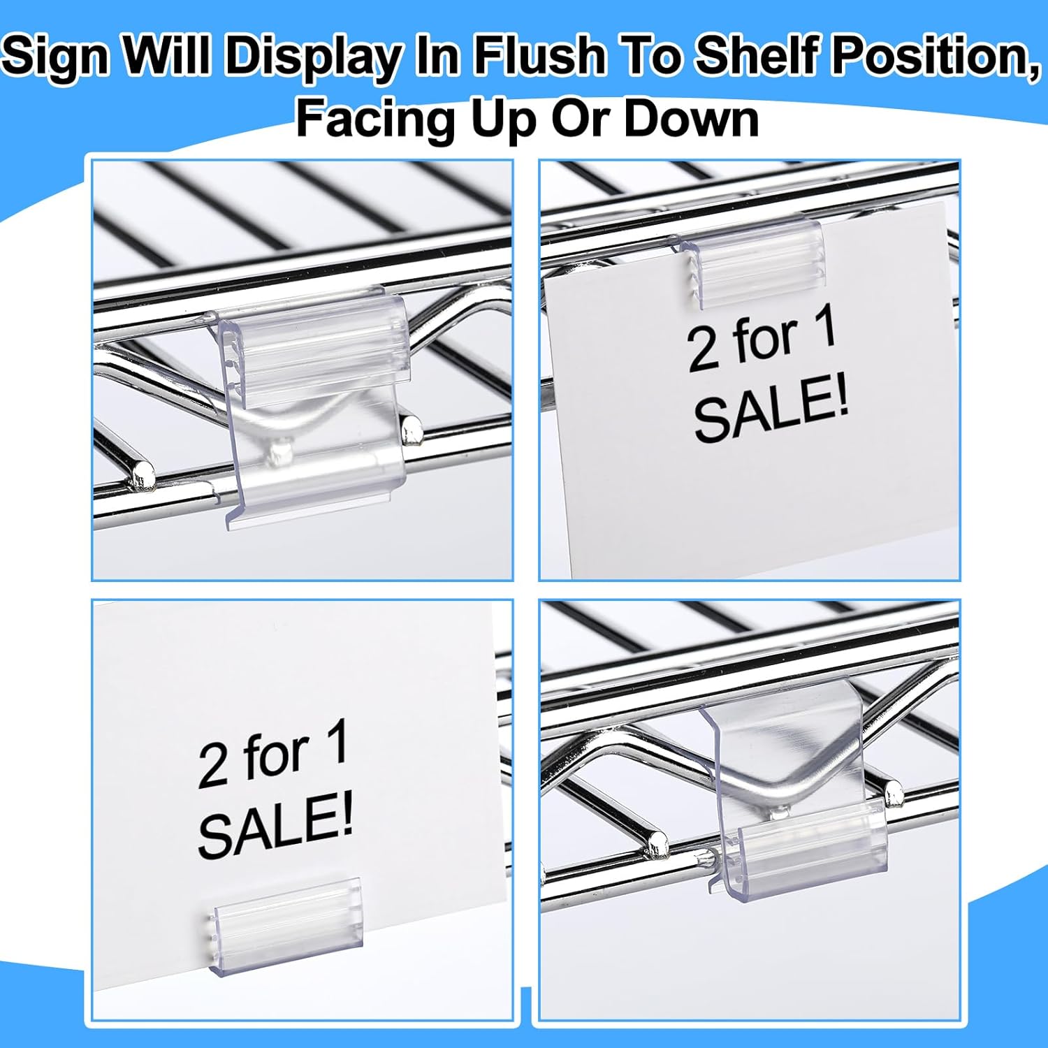 Fulmoon 200 Pcs Retail Shelf Tag Sign Holder, Gripper Clip on Shelf Talker, Price Labels Display Clips for Retail Shop (1-1/4 Inch High by 1 Incn Wide)