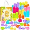 24Pcs 3.15inch Colorful Easter Plastic Eggs for Kids Egg Hunt Basket Bag Empty Stuffers Fillers with 1pc Cute Non Woven Bags, Toys Filling Treats and Easter Theme Party Supplies Favor