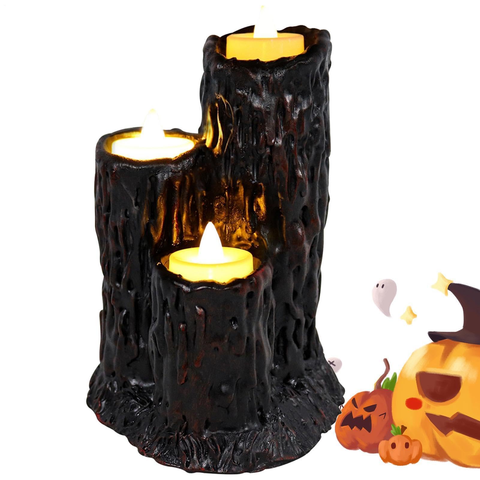 Generisch Decorazione per Halloween a LED senza fiamma, in resina, tronchi d'albero