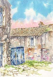 Village-gate-sardinia-watercolor by Enrico Pinna - 12x18 Art Print Poster