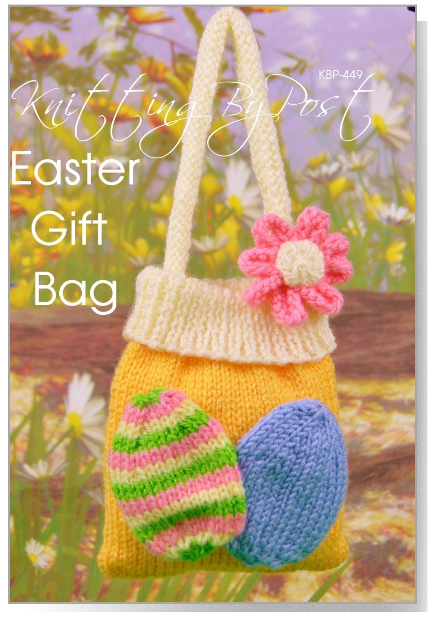 Knitting By Post Orange, Cream Knitting Pattern Easter Egg Gift Bag From A Springtime Easter Treat Holder Ready To Be Knit In Orange And Cream