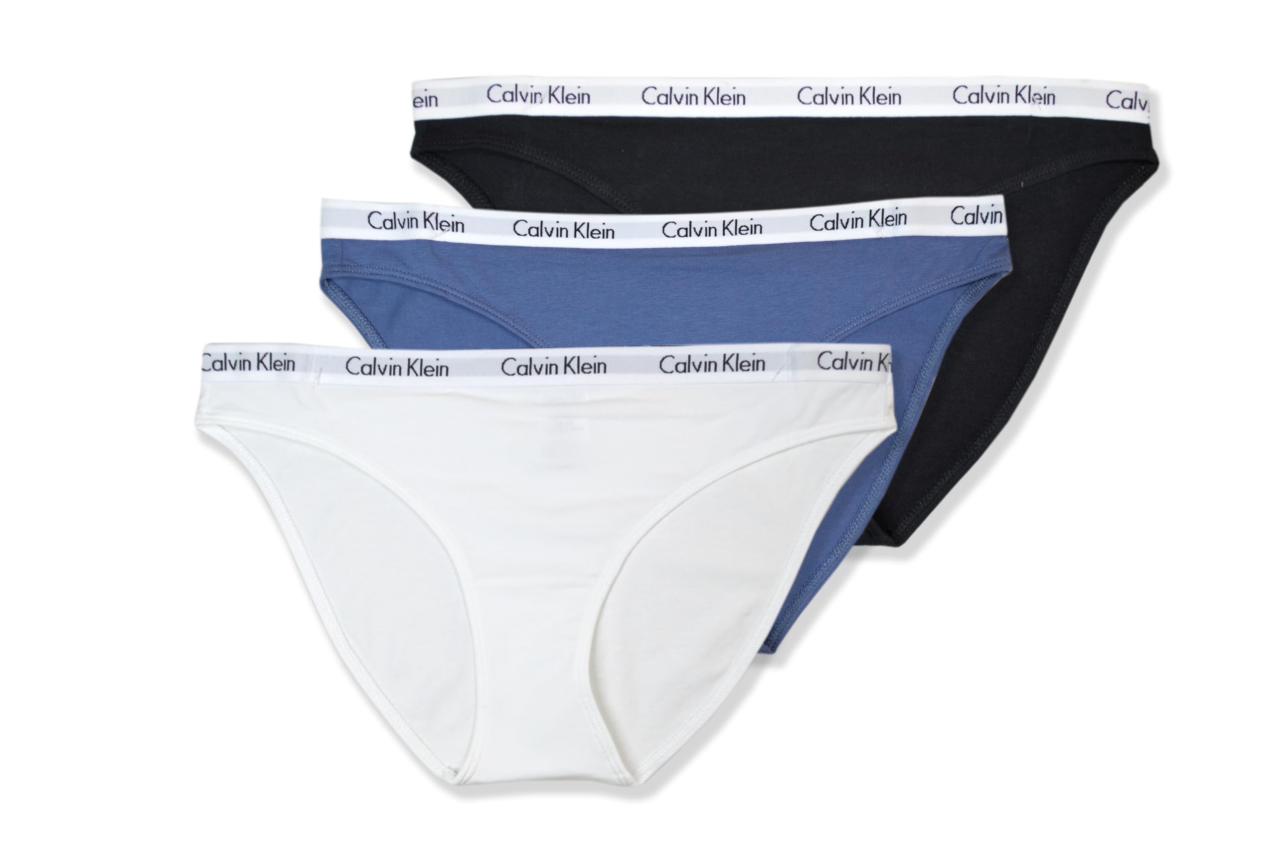 Calvin Klein - Paquete de 3 ropa interior para mujer, mezcla de algodón con logotipo moderno, Blanco Acero Azul Negro, M