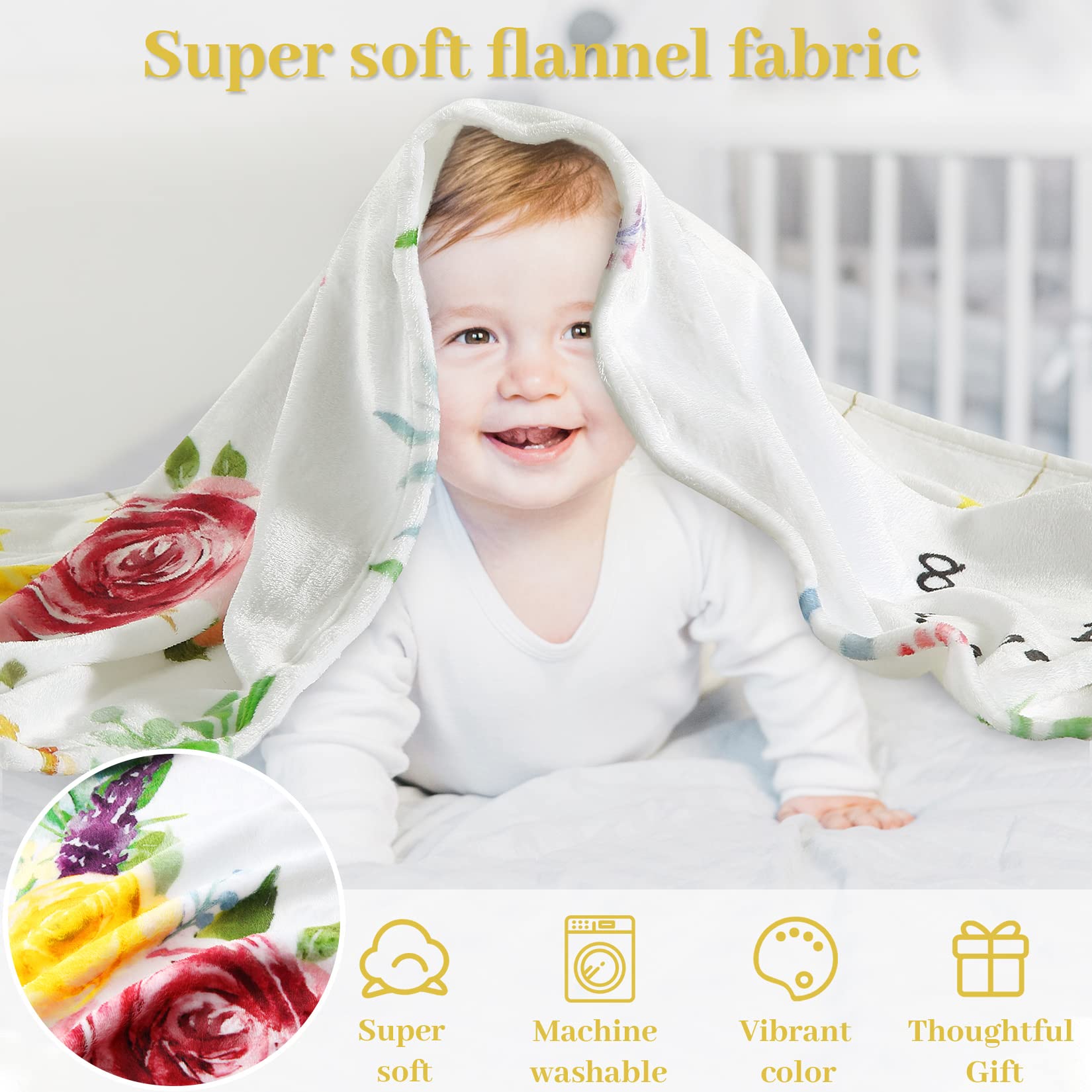 Coperta Mensile Per Neonati Con Tema Spaziale – Morbida Flanella 100x152cm, Con Adesivi Per Pietre Miliari, Idea Regalo Per Baby Shower - 3